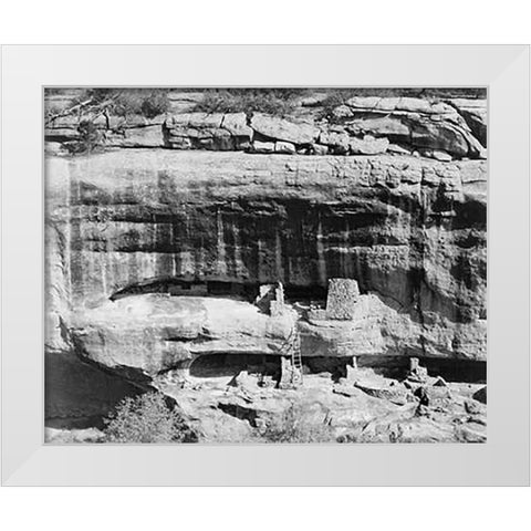 Cliff dwellings, Mesa Verde National Park, Colorado, 1941 White Modern Wood Framed Art Print by Adams, Ansel