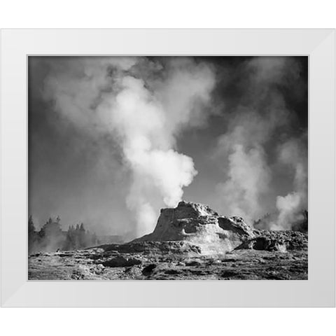 Castle Geyser Cove, Yellowstone National Park, Wyoming, ca. 1941-1942 White Modern Wood Framed Art Print by Adams, Ansel
