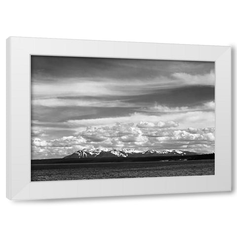 Yellowstone Lake, Mt. Sheridan, Yellowstone National Park, Wyoming, ca. 1941-1942 White Modern Wood Framed Art Print by Adams, Ansel