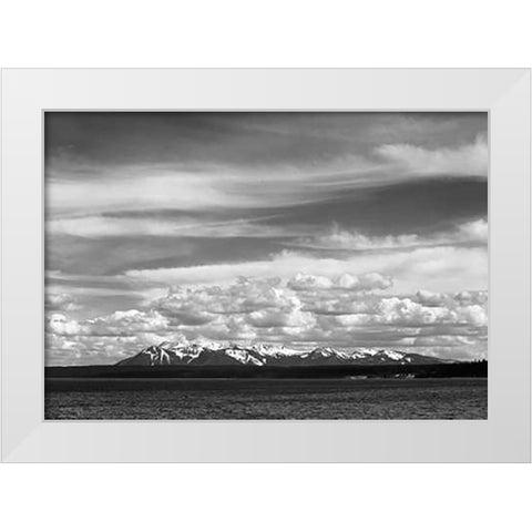 Yellowstone Lake, Mt. Sheridan, Yellowstone National Park, Wyoming, ca. 1941-1942 White Modern Wood Framed Art Print by Adams, Ansel