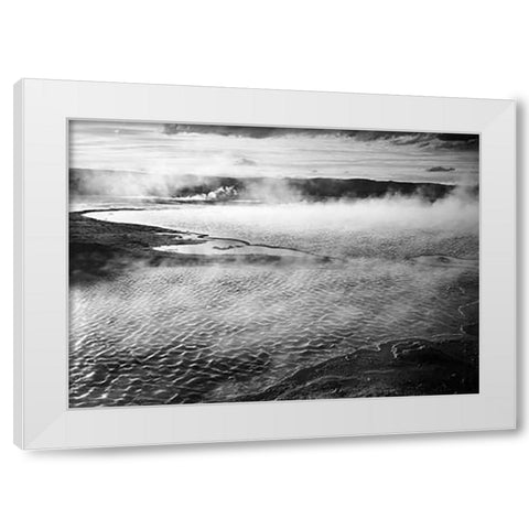 Surface of water presents a different texture in Fountain Geyser Pool, Yellowstone National Park, Wy White Modern Wood Framed Art Print by Adams, Ansel
