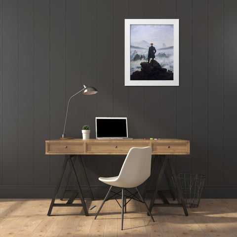 Wanderer Above the Sea of Fog White Modern Wood Framed Art Print by Friedrich, Caspar David