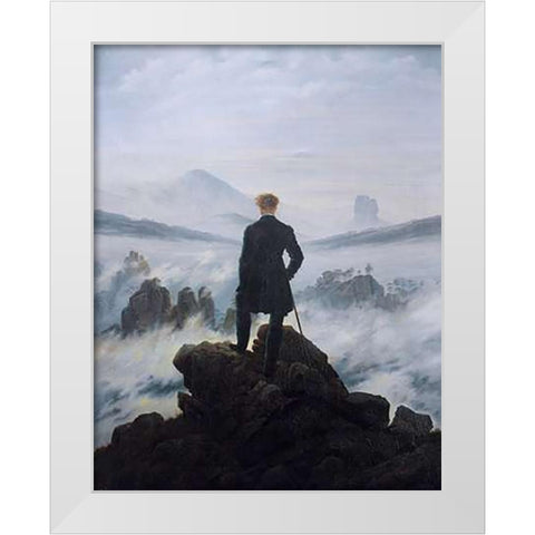 Wanderer Above the Sea of Fog White Modern Wood Framed Art Print by Friedrich, Caspar David
