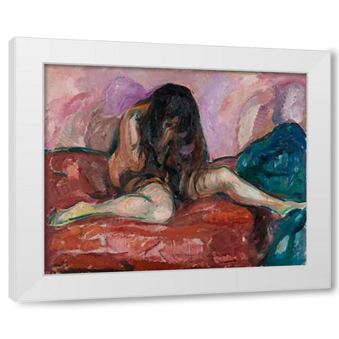 Weeping Nude. 1913-1914 White Modern Wood Framed Art Print by Munch, Edvard