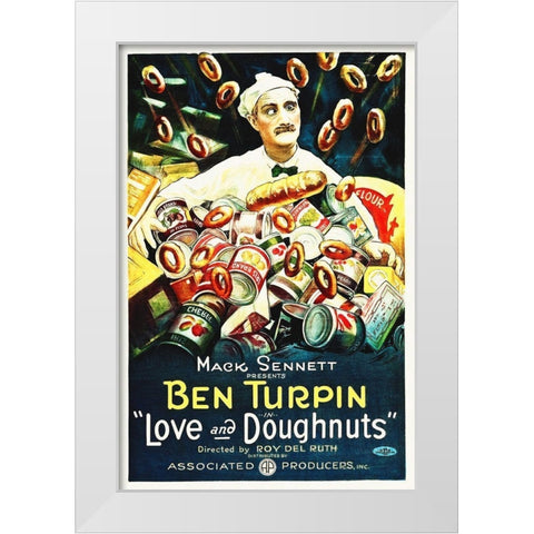 Ben Turpin, Love and Donuts, 1921 White Modern Wood Framed Art Print by Hollywood Photo Archive