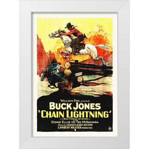 Buck Jones, Chain Lightning White Modern Wood Framed Art Print by Hollywood Photo Archive