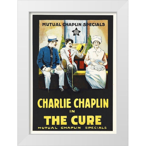 Chaplin, Charlie -The Cure poster White Modern Wood Framed Art Print by Hollywood Photo Archive