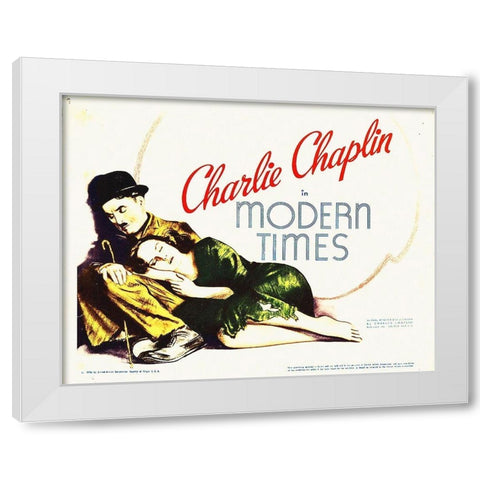 Charlie Chaplin, Modern Times White Modern Wood Framed Art Print by Hollywood Photo Archive