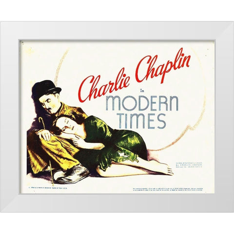 Charlie Chaplin, Modern Times White Modern Wood Framed Art Print by Hollywood Photo Archive
