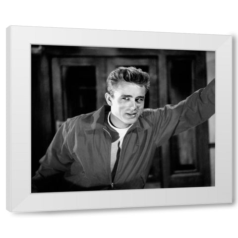 James Dean White Modern Wood Framed Art Print by Hollywood Photo Archive
