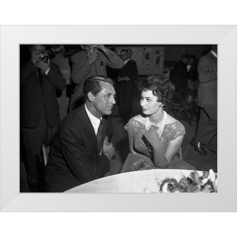 Cary Grant White Modern Wood Framed Art Print by Hollywood Photo Archive