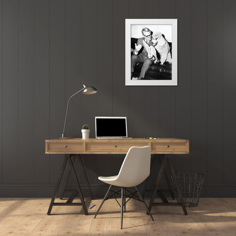 Cary Grant- Running Lines White Modern Wood Framed Art Print by Hollywood Photo Archive
