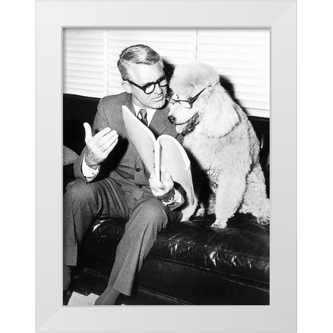 Cary Grant- Running Lines White Modern Wood Framed Art Print by Hollywood Photo Archive