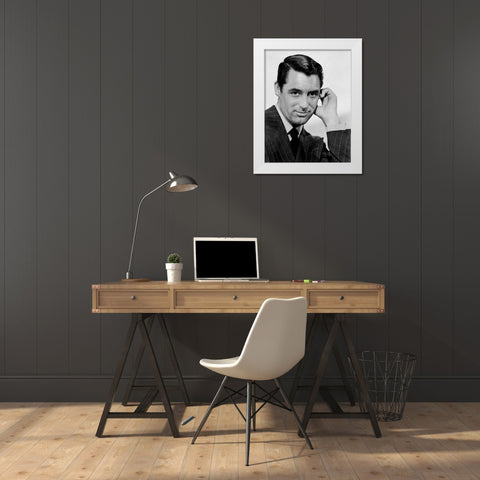 Cary Grant - Suspicion White Modern Wood Framed Art Print by Hollywood Photo Archive