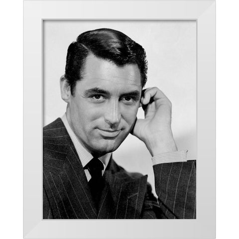 Cary Grant - Suspicion White Modern Wood Framed Art Print by Hollywood Photo Archive