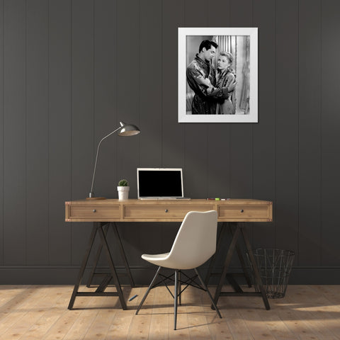 Cary Grant - Suspicion White Modern Wood Framed Art Print by Hollywood Photo Archive