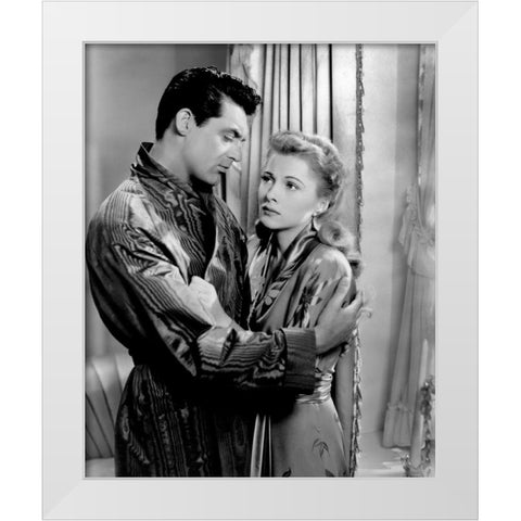 Cary Grant - Suspicion White Modern Wood Framed Art Print by Hollywood Photo Archive