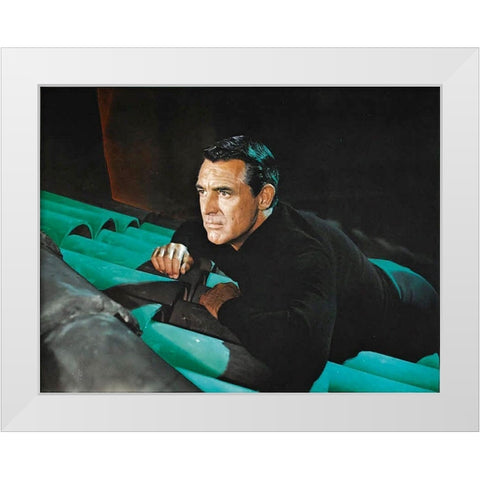 Cary Grant - To Catch A Thief White Modern Wood Framed Art Print by Hollywood Photo Archive