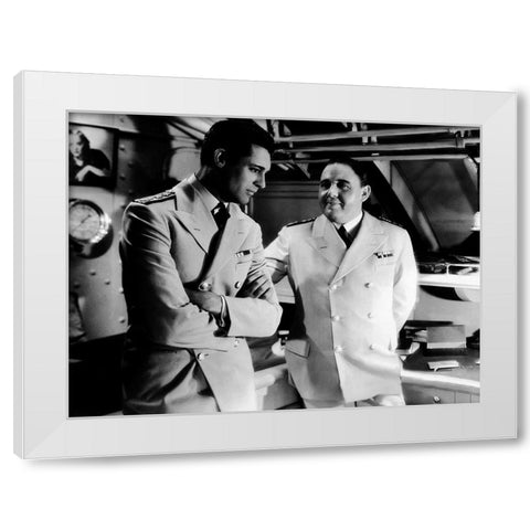 Cary Grant with Charles Laughton - The Devil and Deep White Modern Wood Framed Art Print by Hollywood Photo Archive