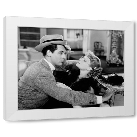 Cary Grant with Francis Drake - Ladies Should Listen White Modern Wood Framed Art Print by Hollywood Photo Archive