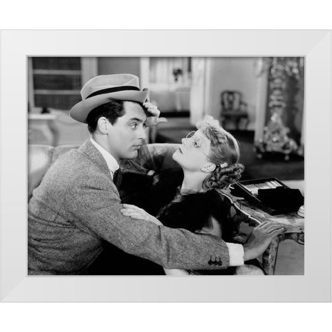 Cary Grant with Francis Drake - Ladies Should Listen White Modern Wood Framed Art Print by Hollywood Photo Archive