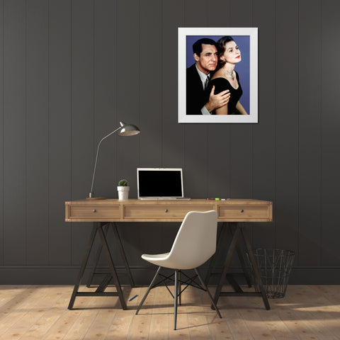 Cary Grant with Ingrid Bergman White Modern Wood Framed Art Print by Hollywood Photo Archive