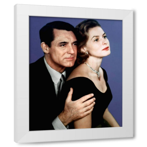 Cary Grant with Ingrid Bergman White Modern Wood Framed Art Print by Hollywood Photo Archive