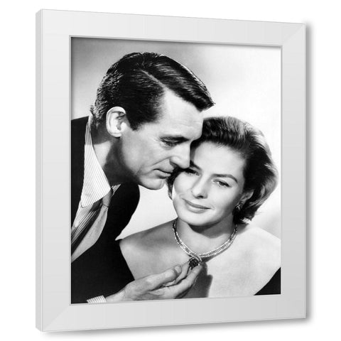 Cary Grant with Ingrid Bergman White Modern Wood Framed Art Print by Hollywood Photo Archive