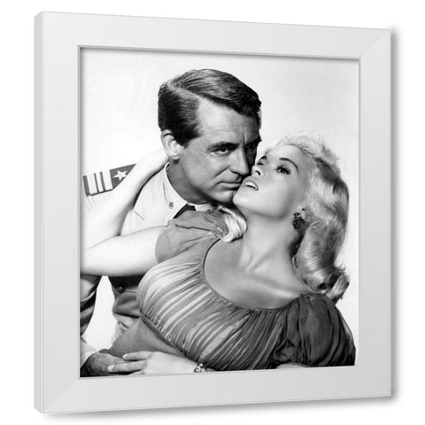 Cary Grant with Jayne Mansfield - Kiss The For Me White Modern Wood Framed Art Print by Hollywood Photo Archive