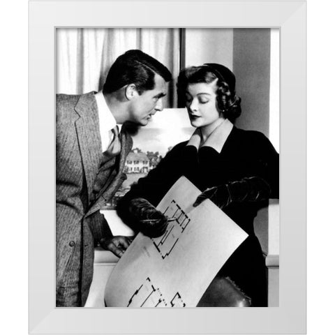 Cary Grant with Myrna Loy - Mr. Blandings Builds His Dream House White Modern Wood Framed Art Print by Hollywood Photo Archive