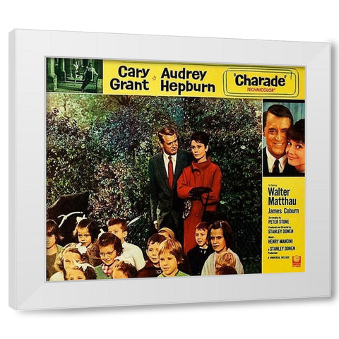 Cary Grant - Charade - Lobby Card White Modern Wood Framed Art Print by Hollywood Photo Archive