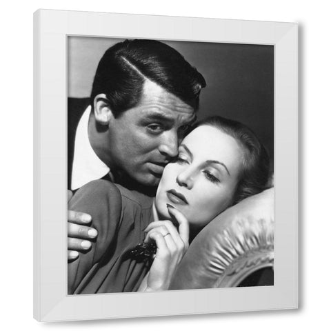 Cary Grant with Carole Lombard White Modern Wood Framed Art Print by Hollywood Photo Archive