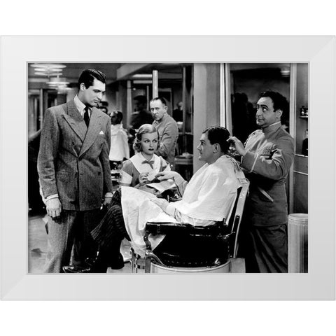 Cary Grant - Big Brown Eyes White Modern Wood Framed Art Print by Hollywood Photo Archive