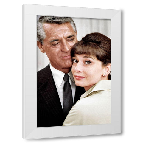 Cary Grant - Charade White Modern Wood Framed Art Print by Hollywood Photo Archive