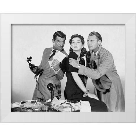 Cary Grant - His Girl Friday White Modern Wood Framed Art Print by Hollywood Photo Archive