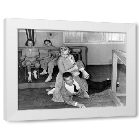 Cary Grant with Marilyn Monroe - Monkey Business White Modern Wood Framed Art Print by Hollywood Photo Archive