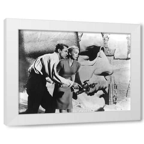 Cary Grant - North by Northwest White Modern Wood Framed Art Print by Hollywood Photo Archive