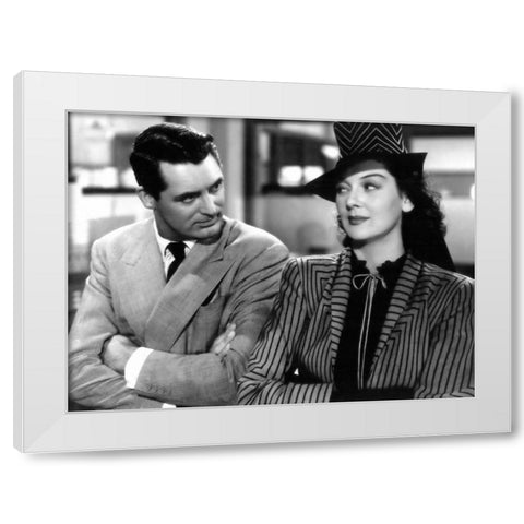 Cary Grant with Rosalind Russell - His Girl Friday White Modern Wood Framed Art Print by Hollywood Photo Archive