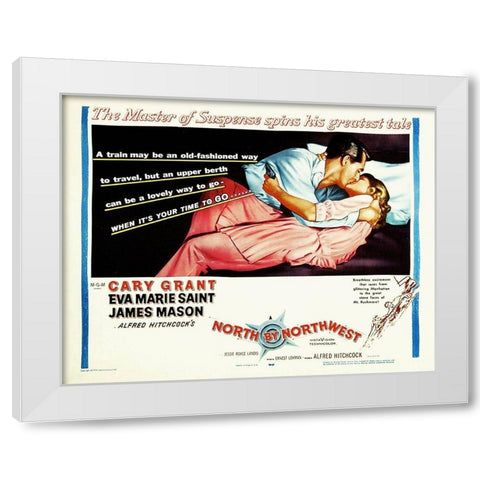 North by Northwest - Lobby Card White Modern Wood Framed Art Print by Hollywood Photo Archive