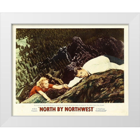 North by Northwest - Lobby Card White Modern Wood Framed Art Print by Hollywood Photo Archive