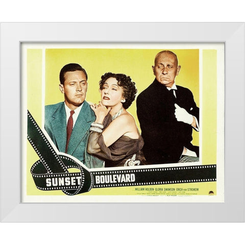 Sunset Boulevard - Lobby Card White Modern Wood Framed Art Print by Hollywood Photo Archive