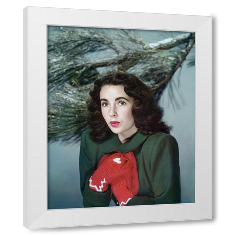 Elizabeth Taylor White Modern Wood Framed Art Print by Hollywood Photo Archive