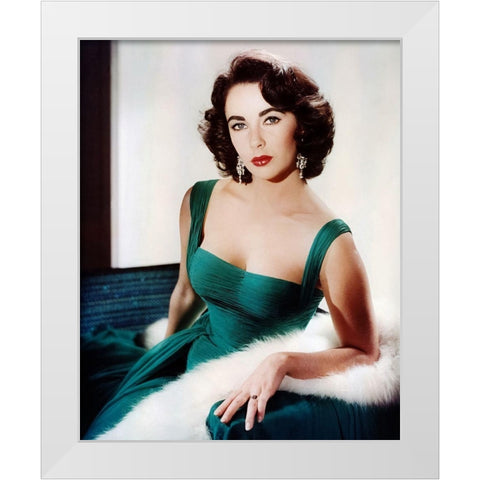 Elizabeth Taylor White Modern Wood Framed Art Print by Hollywood Photo Archive
