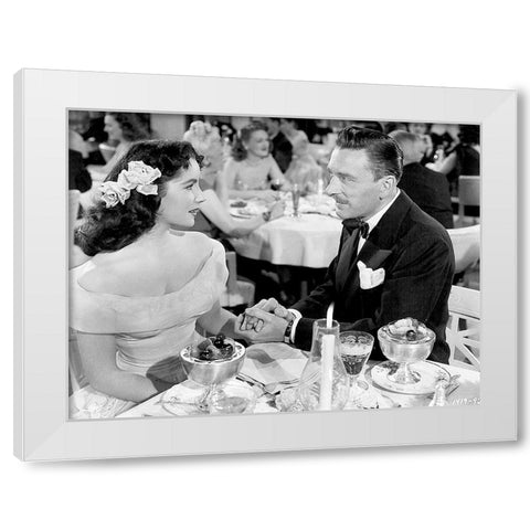 Elizabeth Taylor White Modern Wood Framed Art Print by Hollywood Photo Archive