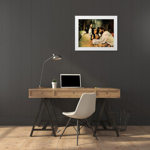 The Taming of the Shrew - Elizabeth Taylor and Richard Burton White Modern Wood Framed Art Print by Hollywood Photo Archive