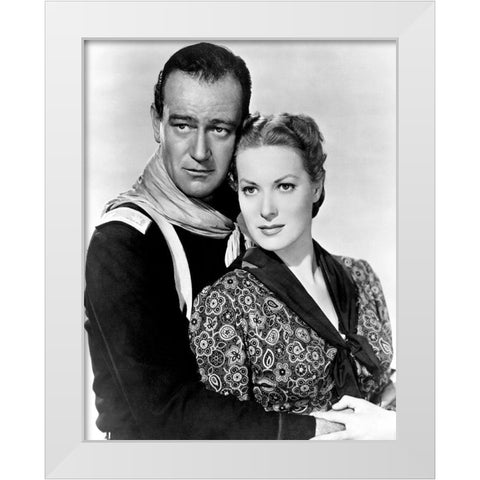 John Wayne White Modern Wood Framed Art Print by Hollywood Photo Archive