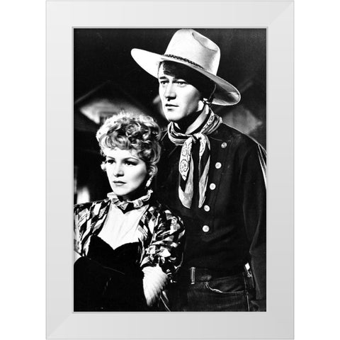 John Wayne White Modern Wood Framed Art Print by Hollywood Photo Archive