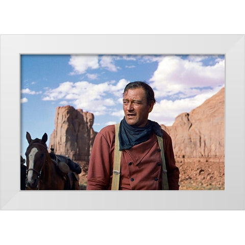 John Wayne White Modern Wood Framed Art Print by Hollywood Photo Archive