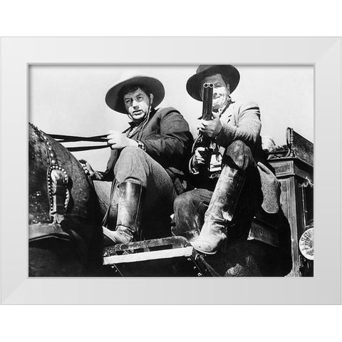 Stagecoach - John Wayne White Modern Wood Framed Art Print by Hollywood Photo Archive