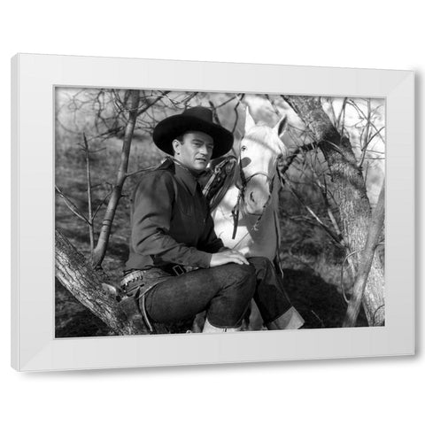 The Desert Trail - John Wayne White Modern Wood Framed Art Print by Hollywood Photo Archive
